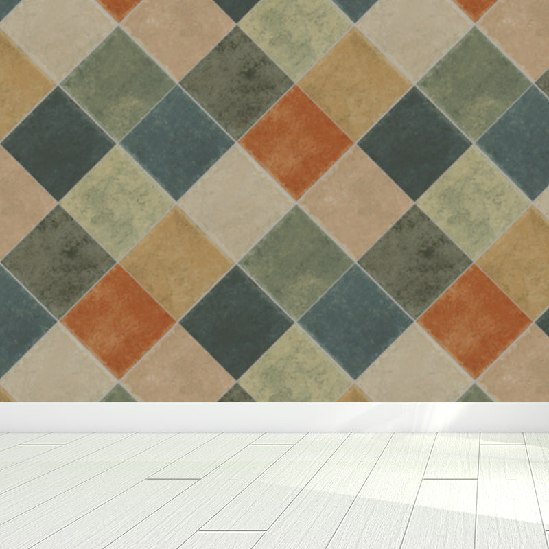 Contemporary Diamond Pattern Mural Decal Light Color Dining Room Wall Art, Personalized Green Clearhalo 'Wall Decor' 'Wall Mural' 1697122