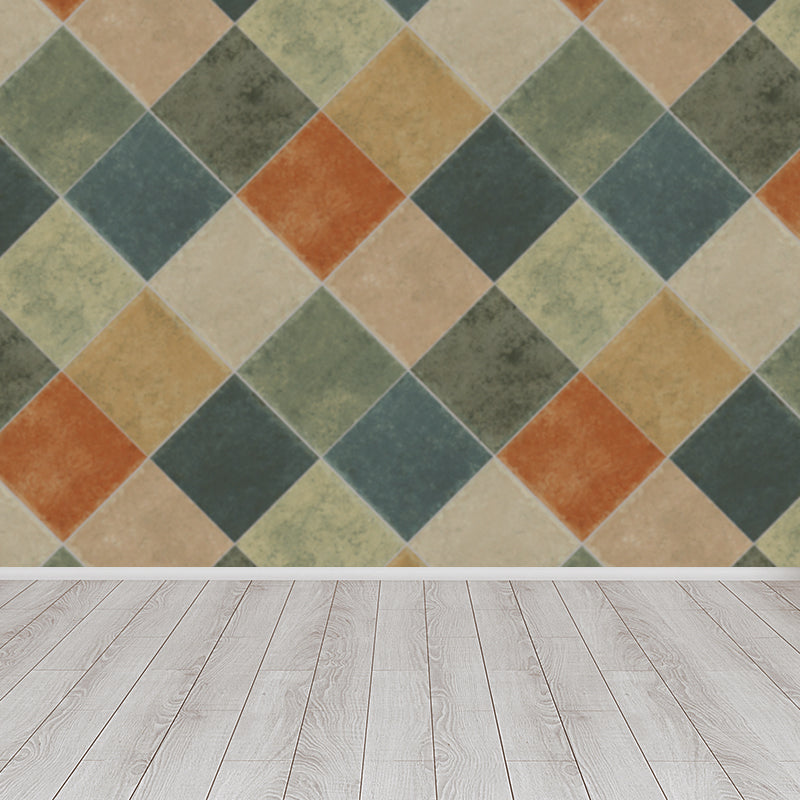 Contemporary Diamond Pattern Mural Decal Light Color Dining Room Wall Art, Personalized Clearhalo 'Wall Decor' 'Wall Mural' 1697124