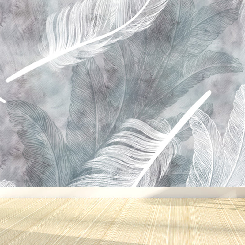 Huge Bird Feather Mural for Bedroom Animals Wall Art in Light Color, Stain Resistant Clearhalo 'Wall Decor' 'Wall Mural' 1697159