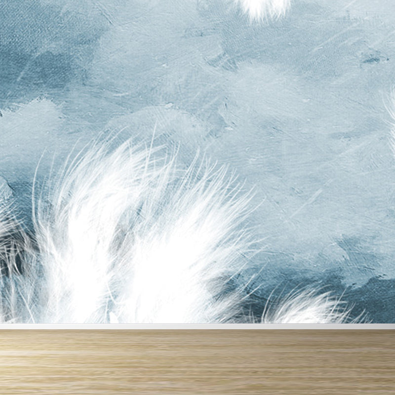 Huge Bird Feather Mural for Bedroom Animals Wall Art in Light Color, Stain Resistant Clearhalo 'Wall Decor' 'Wall Mural' 1697169