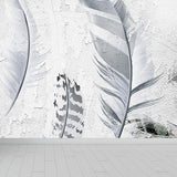 Huge Bird Feather Mural for Bedroom Animals Wall Art in Light Color, Stain Resistant Clearhalo 'Wall Decor' 'Wall Mural' 1697173