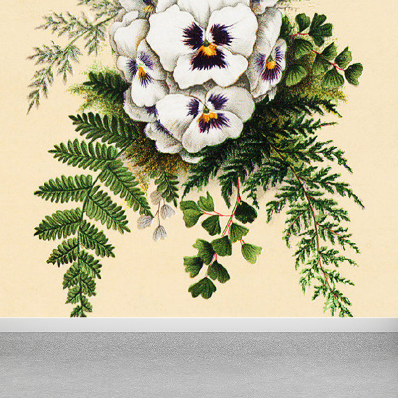 Green Floral Design Mural Wallpaper for Decoration Modern Living Room Wall Covering Clearhalo 'Wall Decor' 'Wall Mural' 1697203