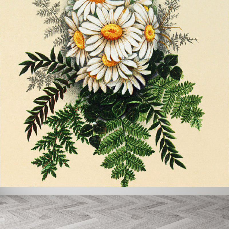 Green Floral Design Mural Wallpaper for Decoration Modern Living Room Wall Covering Clearhalo 'Wall Decor' 'Wall Mural' 1697214