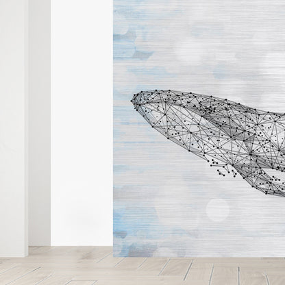 Whale Wallpaper Mural Cartoon Moisture Resistant Kids Bedroom Wall Decor, Personalized Size Grey Clearhalo 'Wall Decor' 'Wall Mural' 1697227
