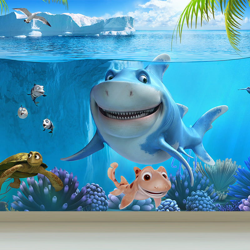 Large Underwater Wall Mural Blue Non-Woven Material Wall Decor, Washable, Custom Print Clearhalo 'Wall Decor' 'Wall Mural' 1697364