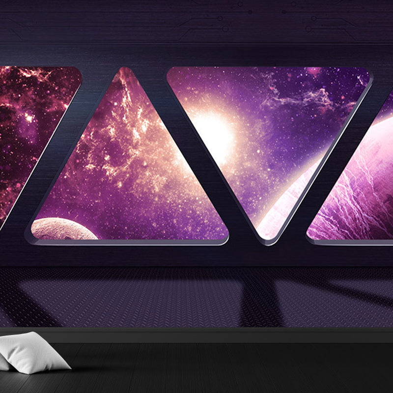 Space Capsule View Mural Wallpaper Sci-Fi Moisture Resistant Wall Art for Kids Room Clearhalo 'Wall Decor' 'Wall Mural' 1697455