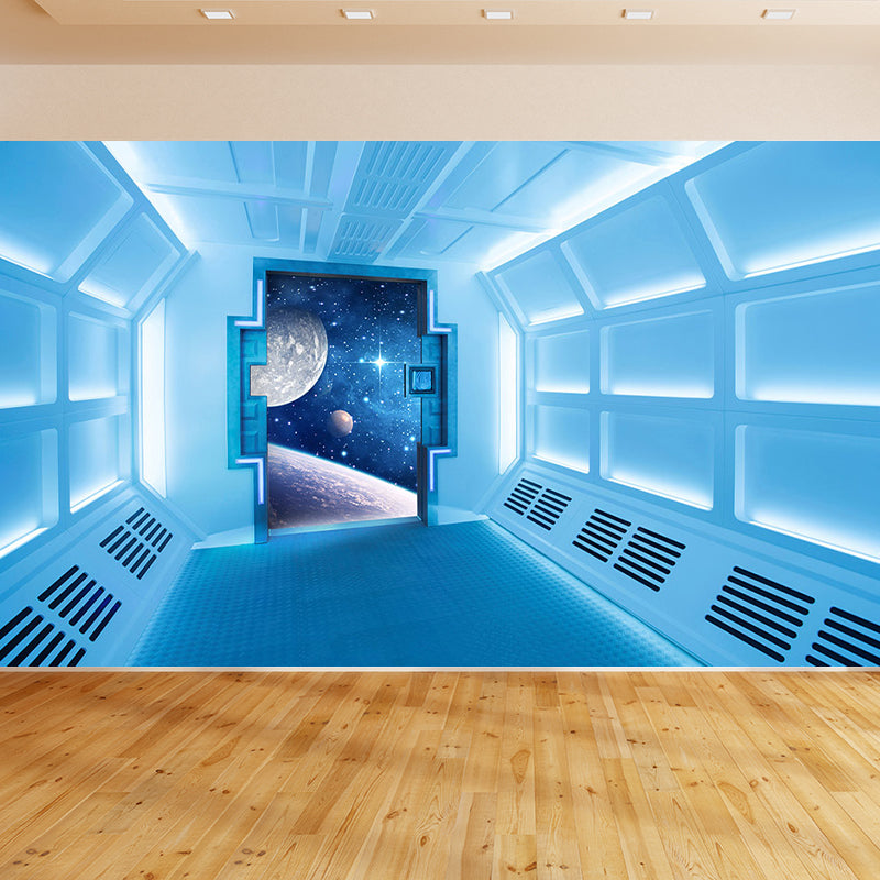 Space Capsule View Mural Wallpaper Sci-Fi Moisture Resistant Wall Art for Kids Room Clearhalo 'Wall Decor' 'Wall Mural' 1697461