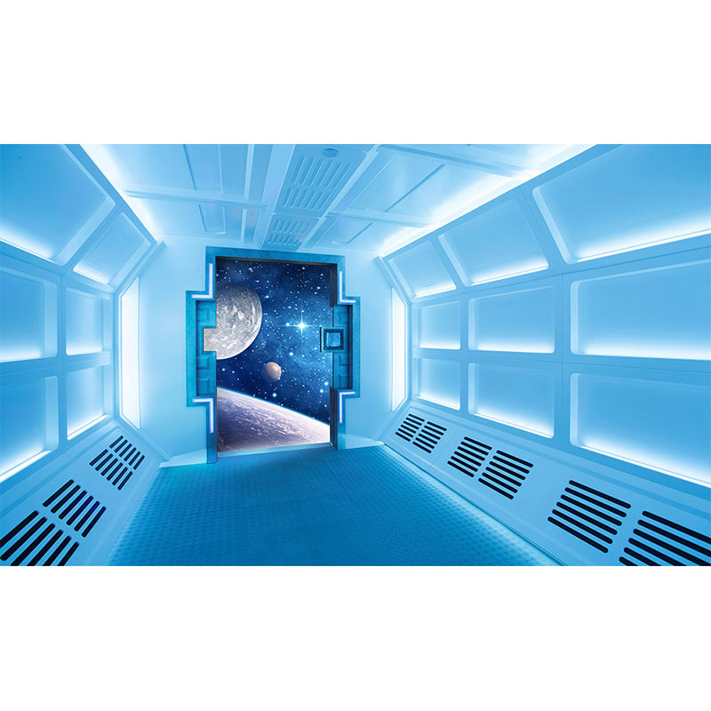 Space Capsule View Mural Wallpaper Sci-Fi Moisture Resistant Wall Art for Kids Room Clearhalo 'Wall Decor' 'Wall Mural' 1697462