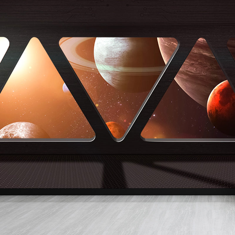 Space Capsule View Mural Wallpaper Sci-Fi Moisture Resistant Wall Art for Kids Room Brown Clearhalo 'Wall Decor' 'Wall Mural' 1697464