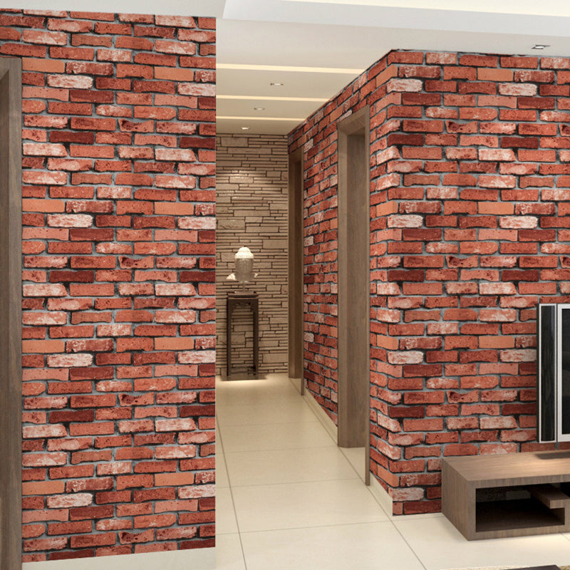Steampunk Brickwork Wallpaper PVC Stain Resistant Dark Color Wall Covering for Home Clearhalo 'Industrial wall decor' 'Industrial' 'Wallpaper' Wall Decor' 1697483