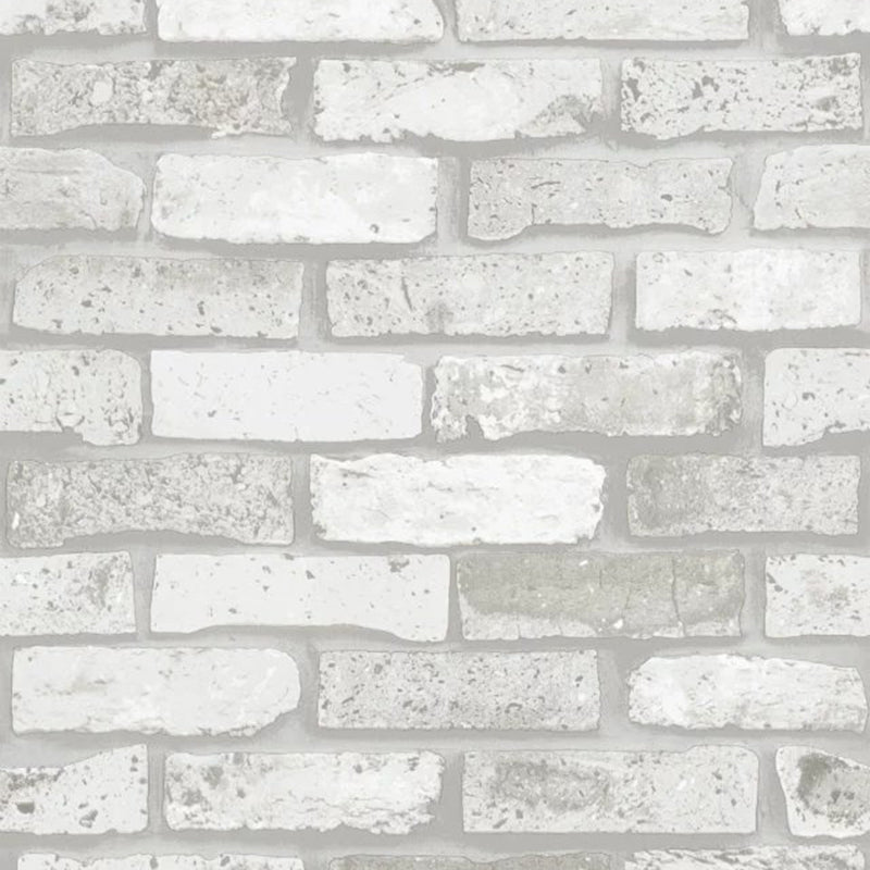 Steampunk Brickwork Wallpaper PVC Stain Resistant Dark Color Wall Covering for Home White 1 Set Clearhalo 'Industrial wall decor' 'Industrial' 'Wallpaper' Wall Decor' 1697489