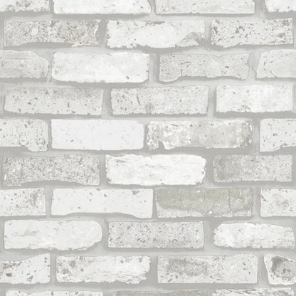 Steampunk Brickwork Wallpaper PVC Stain Resistant Dark Color Wall Covering for Home White 1 Set Clearhalo 'Industrial wall decor' 'Industrial' 'Wallpaper' Wall Decor' 1697489