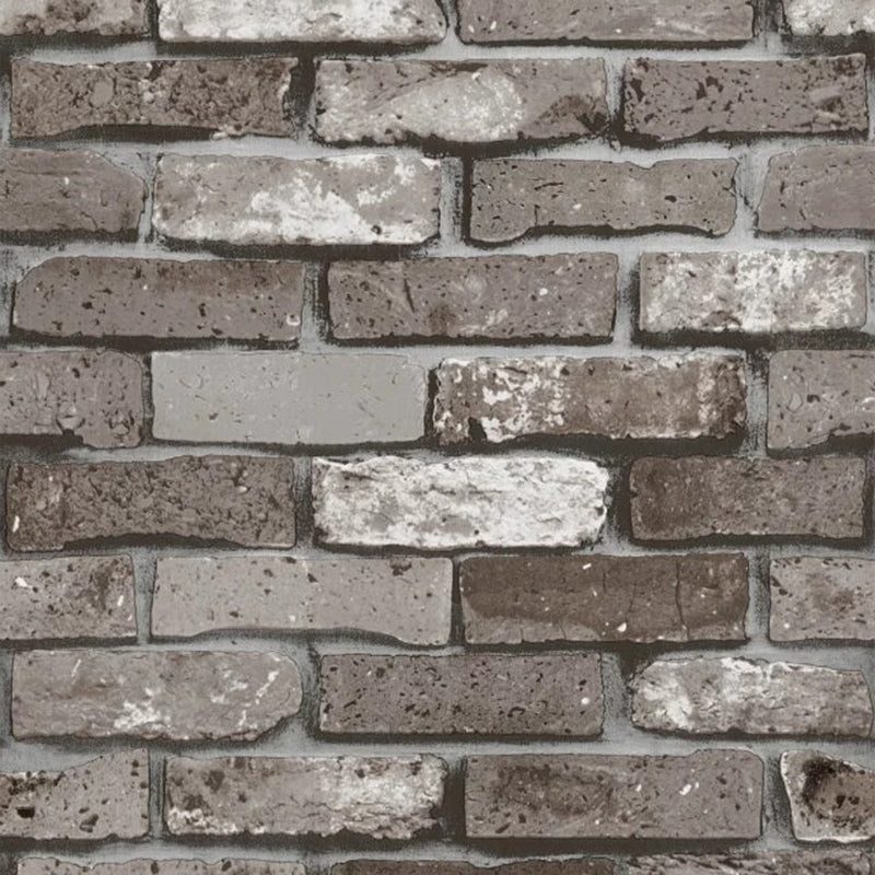 Steampunk Brickwork Wallpaper PVC Stain Resistant Dark Color Wall Covering for Home Dark Gray 1 Set Clearhalo 'Industrial wall decor' 'Industrial' 'Wallpaper' Wall Decor' 1697495