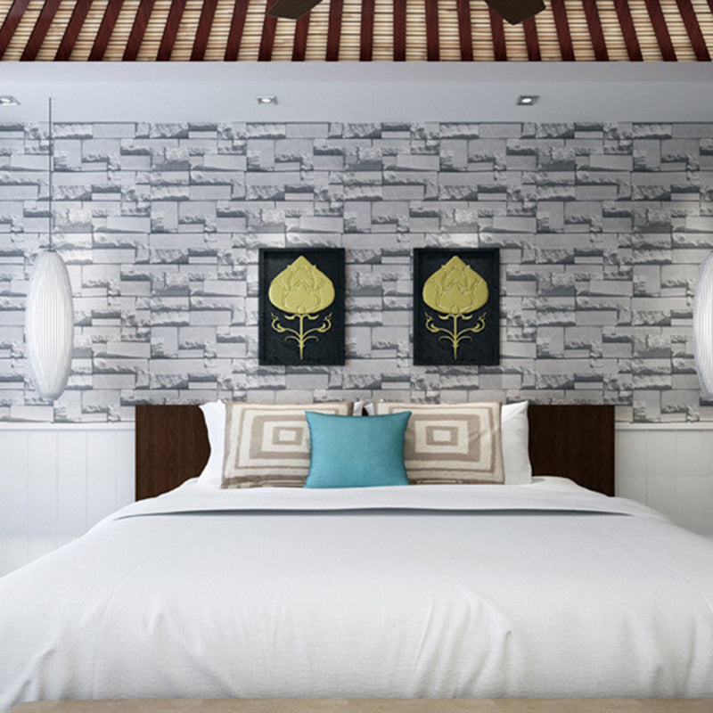 Rust 3D Look Brick Wallpaper Roll Pastel Color Moisture Resistant Wall Art for Room Grey Clearhalo 'Country wall decor' 'Rustic' 'Wallpaper' Wall Decor' 1697503