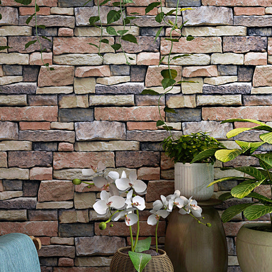 Multicolored Brick Rock Wallpaper Architecture Industrial Waterproofing Wall Covering Brown Clearhalo 'Industrial wall decor' 'Industrial' 'Wallpaper' Wall Decor' 1697530