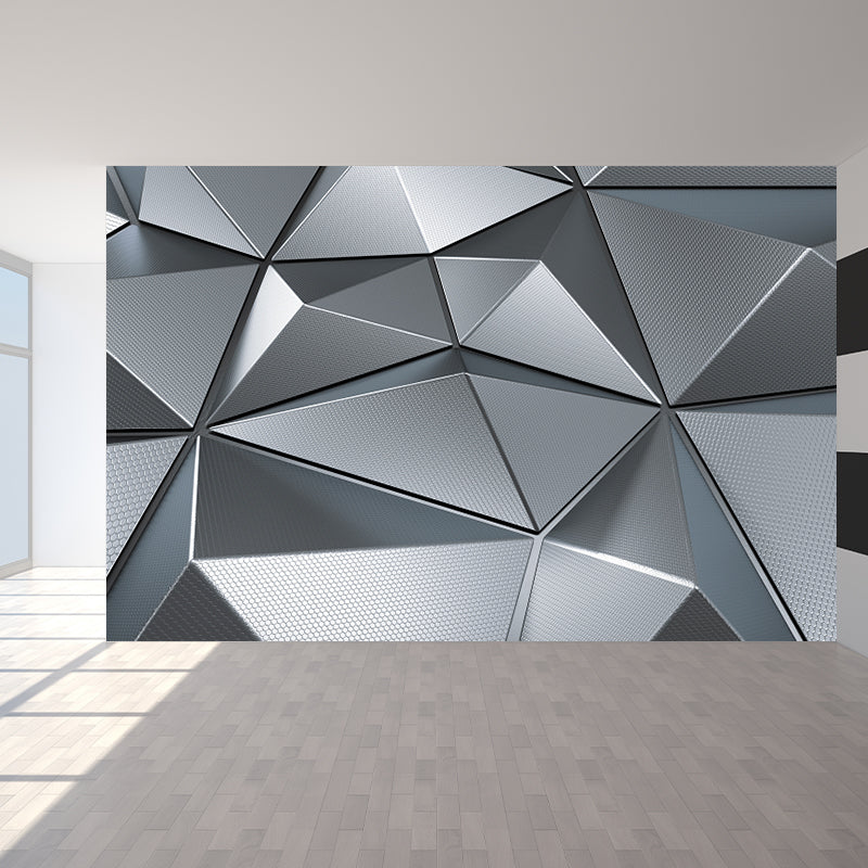 Extra Large Geometric Wall Mural Soft Color Non-Woven Wall Decor for Girls Bedroom, Custom Grey Clearhalo 'Wall Decor' 'Wall Mural' 1697543