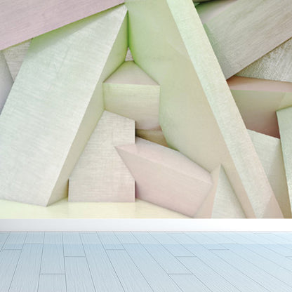 Extra Large Geometric Wall Mural Soft Color Non-Woven Wall Decor for Girls Bedroom, Custom Light Green Clearhalo 'Wall Decor' 'Wall Mural' 1697548