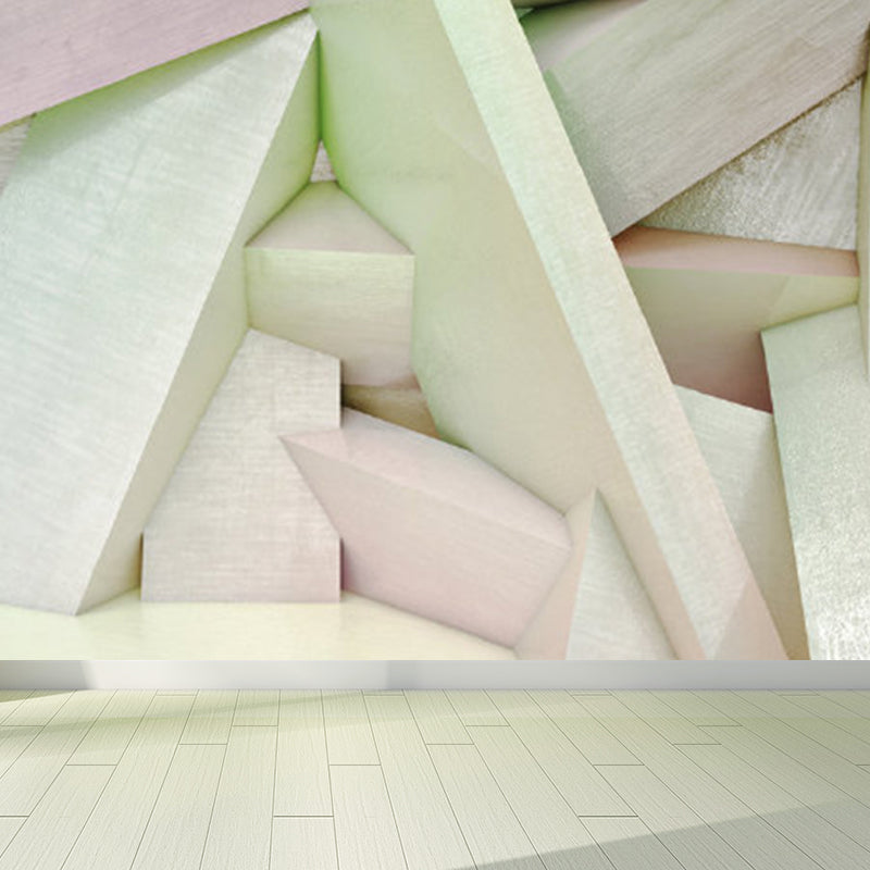 Extra Large Geometric Wall Mural Soft Color Non-Woven Wall Decor for Girls Bedroom, Custom Clearhalo 'Wall Decor' 'Wall Mural' 1697549