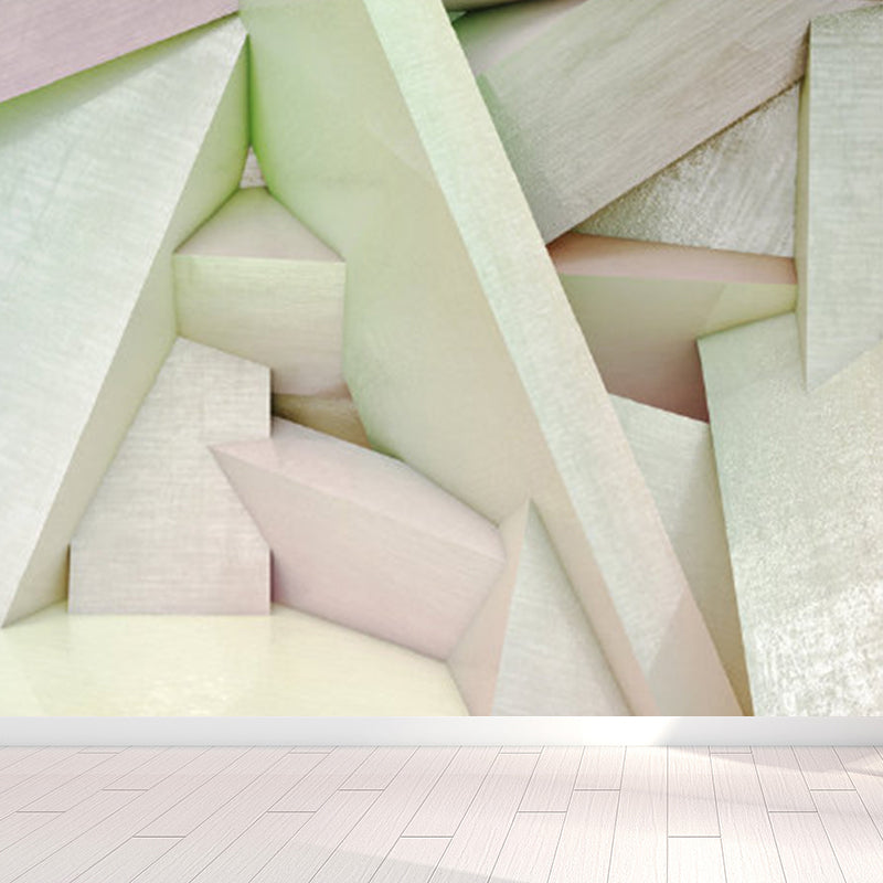 Extra Large Geometric Wall Mural Soft Color Non-Woven Wall Decor for Girls Bedroom, Custom Clearhalo 'Wall Decor' 'Wall Mural' 1697550