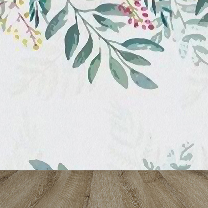 Light Color Flower Branch Mural Moisture Resistant Contemporary Bathroom Wall Art Clearhalo 'Wall Decor' 'Wall Mural' 1697575