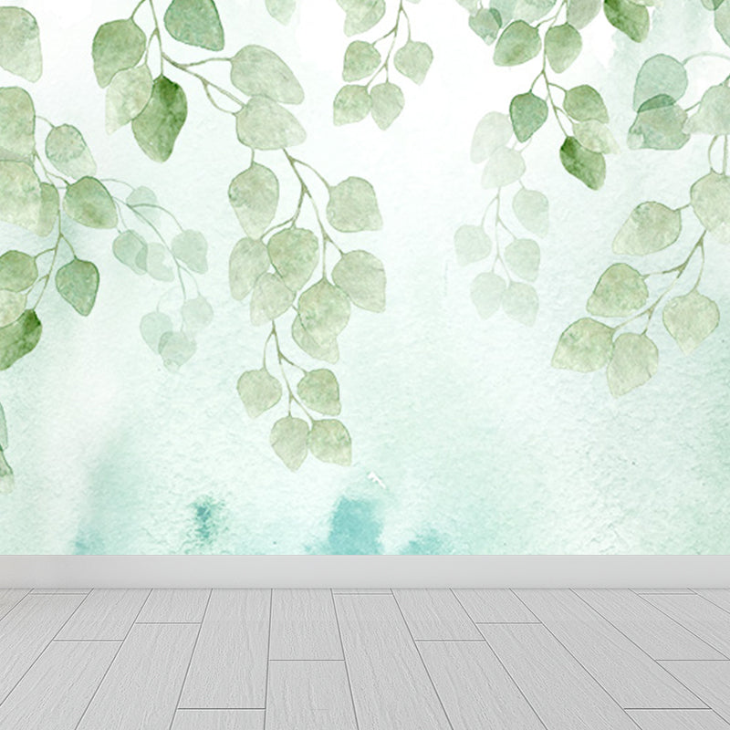 Light Color Flower Branch Mural Moisture Resistant Contemporary Bathroom Wall Art Clearhalo 'Wall Decor' 'Wall Mural' 1697579