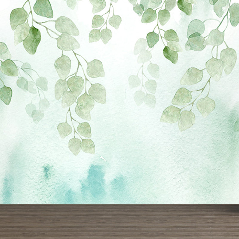 Light Color Flower Branch Mural Moisture Resistant Contemporary Bathroom Wall Art Clearhalo 'Wall Decor' 'Wall Mural' 1697580