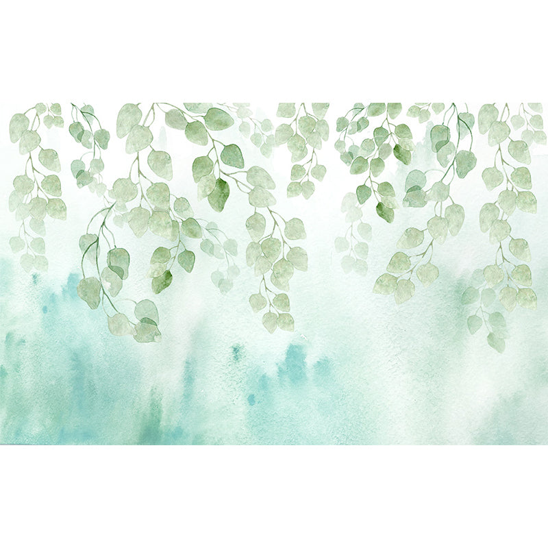 Light Color Flower Branch Mural Moisture Resistant Contemporary Bathroom Wall Art Clearhalo 'Wall Decor' 'Wall Mural' 1697581