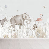 Illustration Animals Wall Mural Large Wall Art for House Interior, Custom Printed