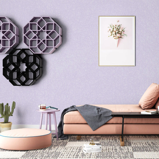 Beautiful Solid Color Wallpaper for Girls Bedroom Unpatterned Wall Decor, 57.1-sq ft Light Purple 1 Set Clearhalo 'Modern wall decor' 'Modern' 'Wallpaper' Wall Decor' 1697660