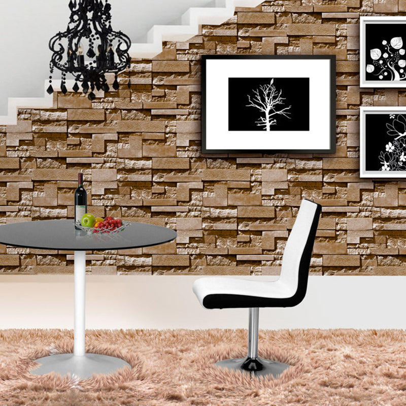 Patterned Bricks and Rocks Wallpaper Light Color Steampunk Wall Covering for Home Brown Clearhalo 'Industrial wall decor' 'Industrial' 'Wallpaper' Wall Decor' 1697712