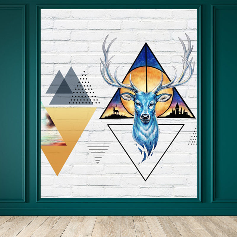 Stain Resistant Reindeer Mural Non-Woven Texture Modern Wall Decor for Girls Room White Clearhalo 'Wall Decor' 'Wall Mural' 1697775