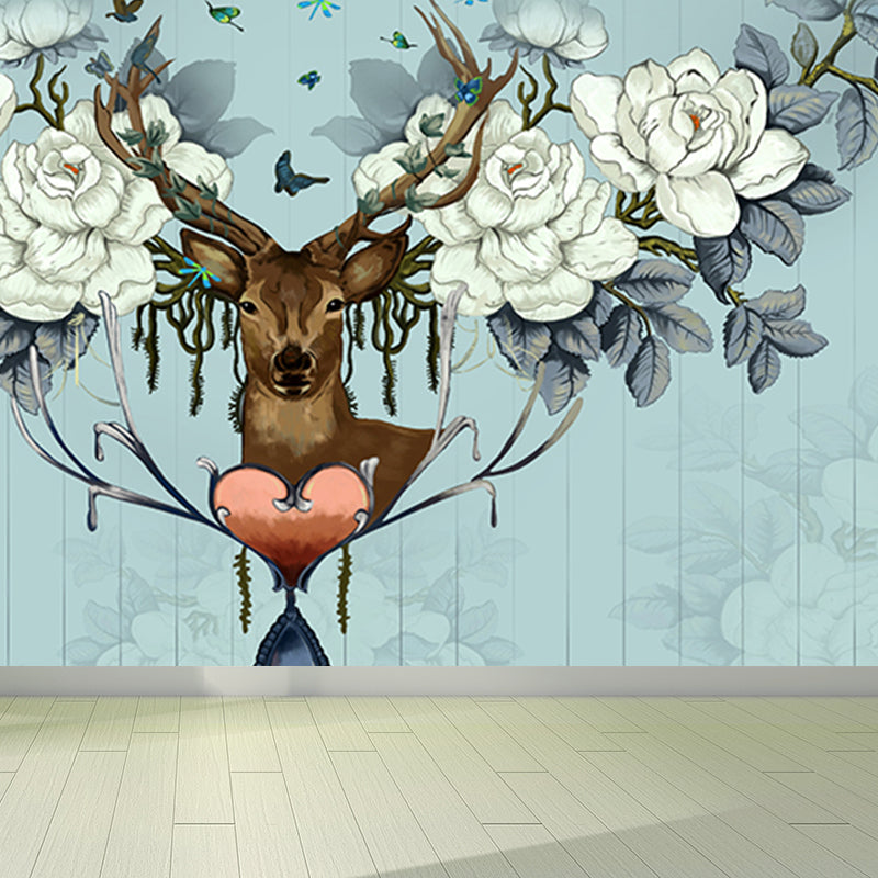 Stain Resistant Reindeer Mural Non-Woven Texture Modern Wall Decor for Girls Room Clearhalo 'Wall Decor' 'Wall Mural' 1697786