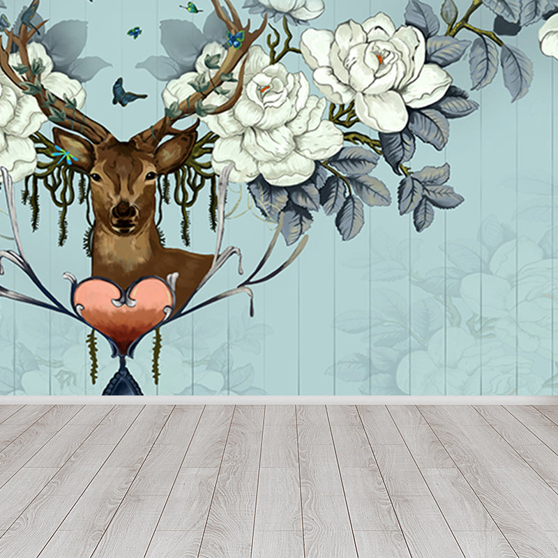 Stain Resistant Reindeer Mural Non-Woven Texture Modern Wall Decor for Girls Room Clearhalo 'Wall Decor' 'Wall Mural' 1697787