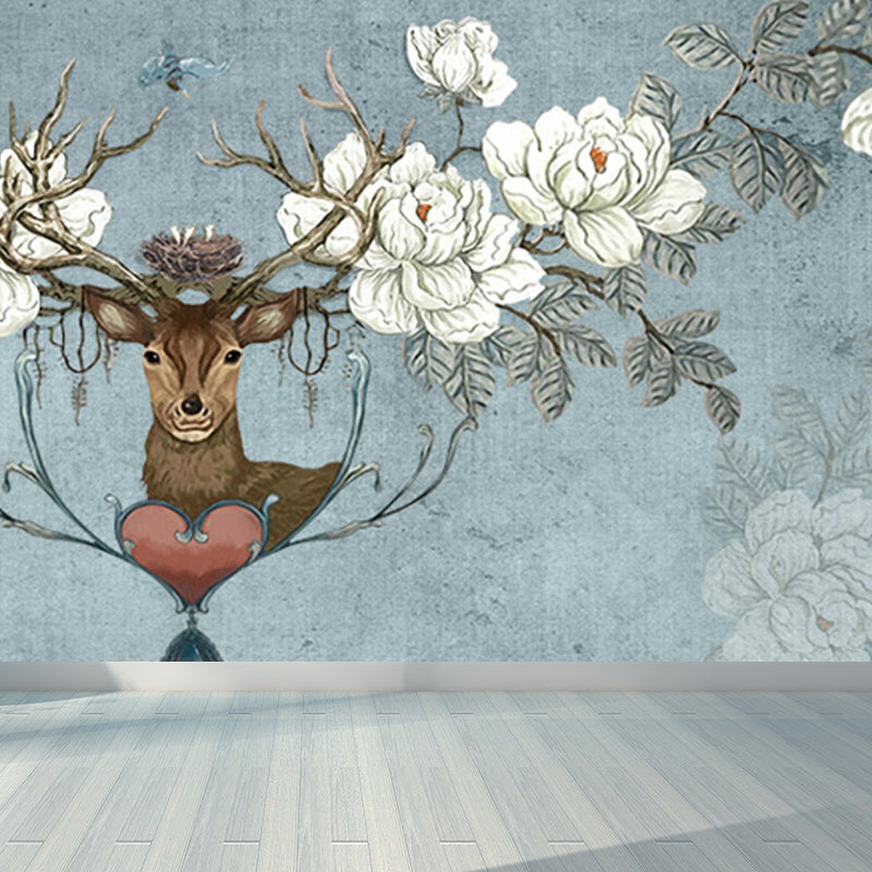 Stain Resistant Reindeer Mural Non-Woven Texture Modern Wall Decor for Girls Room Clearhalo 'Wall Decor' 'Wall Mural' 1697792