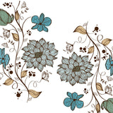 Contemporary Floral Print Mural Decal Blue Dining Room Wall Covering, Personalized Clearhalo 'Wall Decor' 'Wall Mural' 1697838