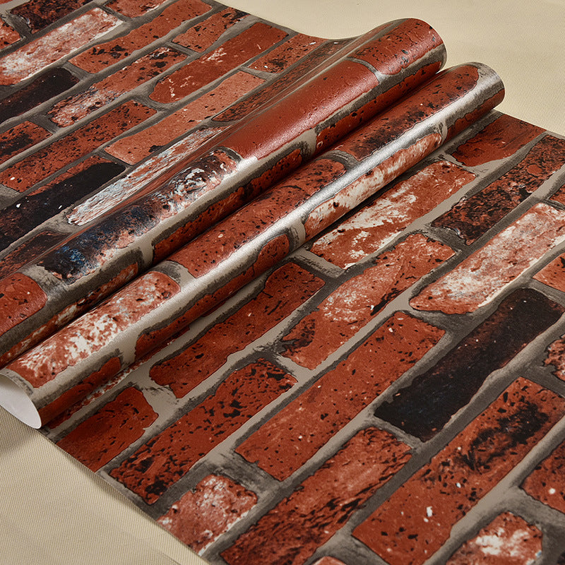 Dark Color Wrecked Brickwork Wallpaper Moisture Resistant Wall Covering for Accent Wall Clearhalo 'Industrial wall decor' 'Industrial' 'Wallpaper' Wall Decor' 1697867