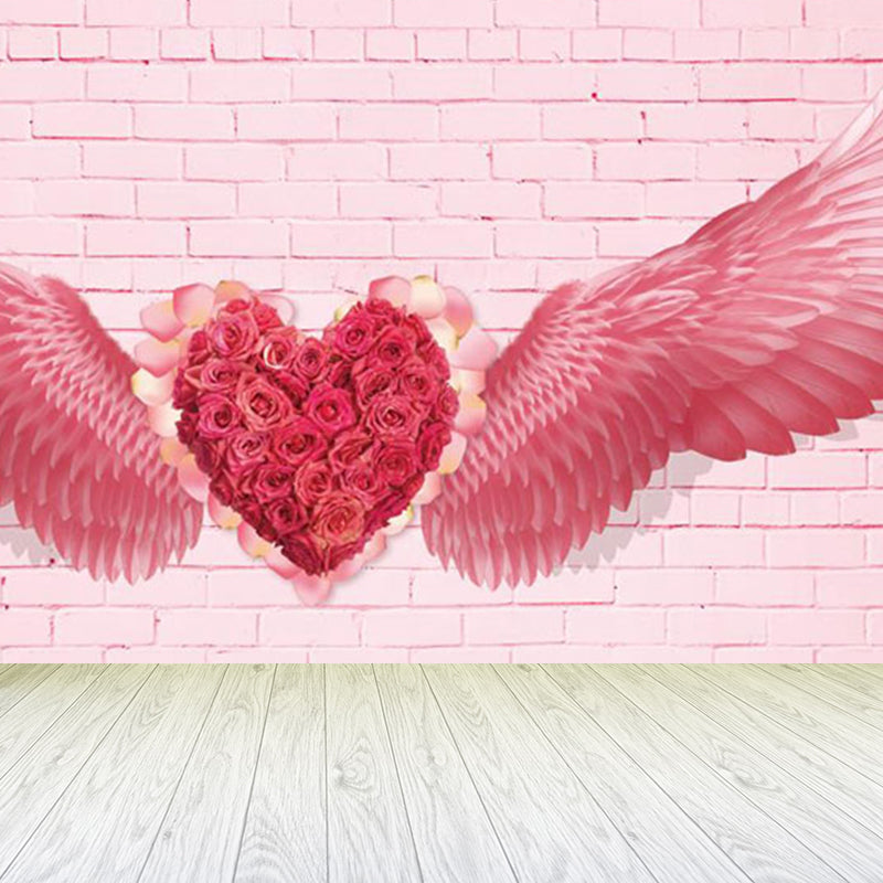 Pink Angel Wings Mural Decal Feather Trendy Waterproof Wall Covering for Girls Room Clearhalo 'Wall Decor' 'Wall Mural' 1697896