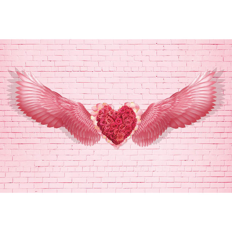 Pink Angel Wings Mural Decal Feather Trendy Waterproof Wall Covering for Girls Room Clearhalo 'Wall Decor' 'Wall Mural' 1697898
