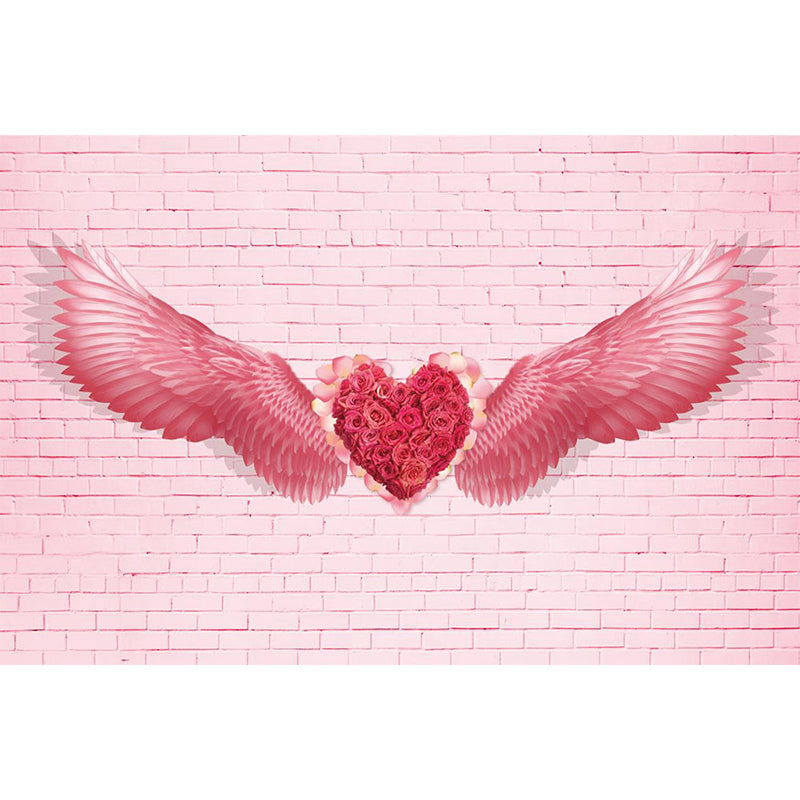 Pink Angel Wings Mural Decal Feather Trendy Waterproof Wall Covering for Girls Room Clearhalo 'Wall Decor' 'Wall Mural' 1697898