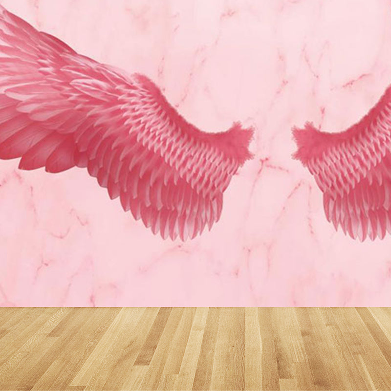 Pink Angel Wings Mural Decal Feather Trendy Waterproof Wall Covering for Girls Room Pink Design 2 Clearhalo 'Wall Decor' 'Wall Mural' 1697900