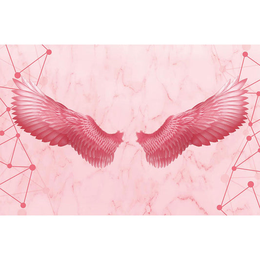 Pink Angel Wings Mural Decal Feather Trendy Waterproof Wall Covering for Girls Room Clearhalo 'Wall Decor' 'Wall Mural' 1697903
