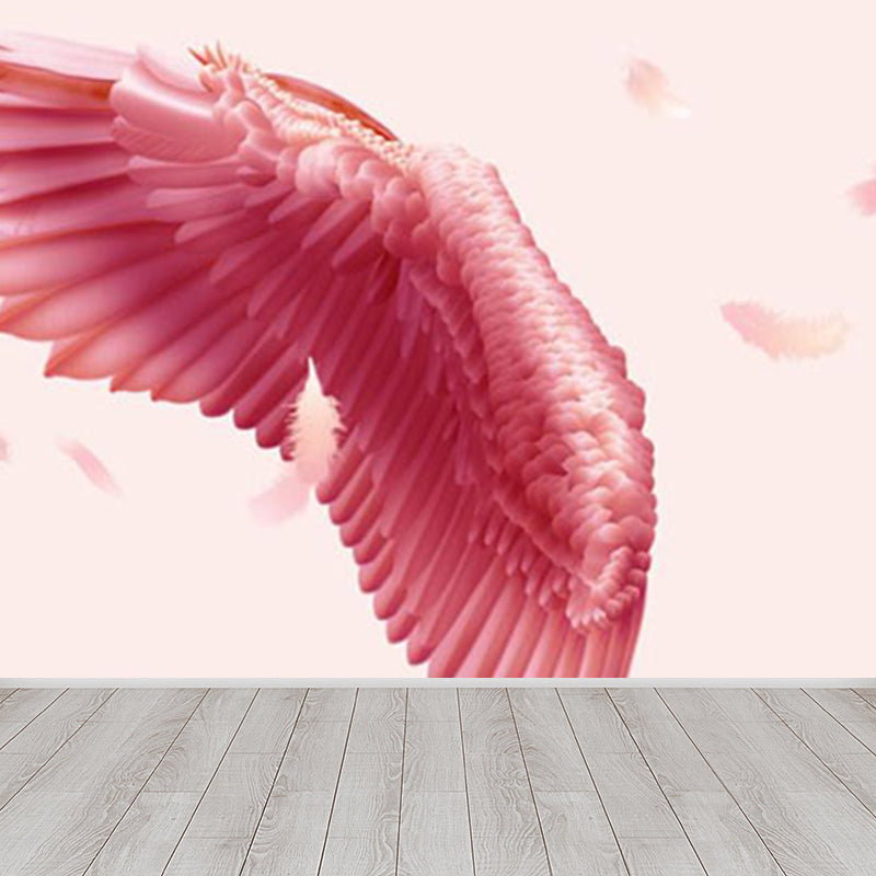 Pink Angel Wings Mural Decal Feather Trendy Waterproof Wall Covering for Girls Room Pink Design 3 Clearhalo 'Wall Decor' 'Wall Mural' 1697905
