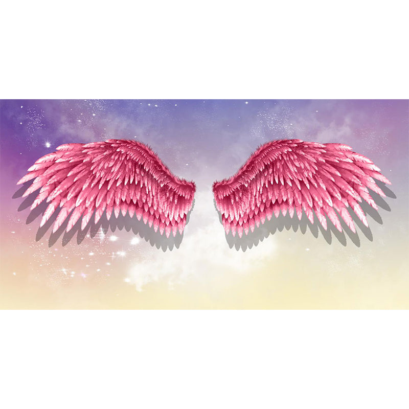 Pink Angel Wings Mural Decal Feather Trendy Waterproof Wall Covering for Girls Room Clearhalo 'Wall Decor' 'Wall Mural' 1697913