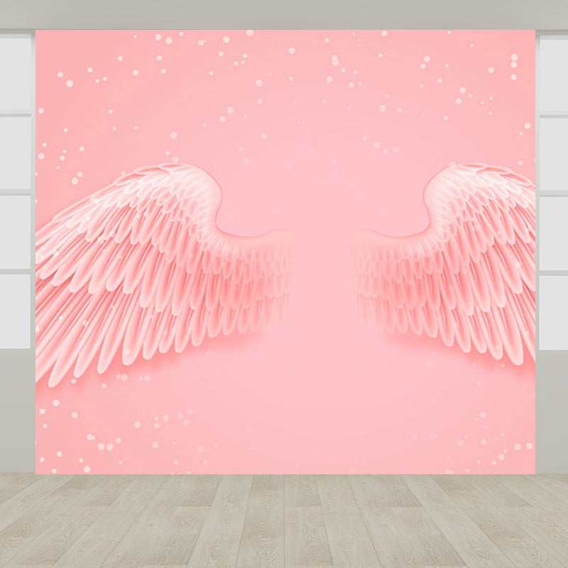 Huge Wing Mural Wallpaper Moisture Resistant Modern Girls Bedroom Wall Art in Pastel Color Light Pink Clearhalo 'Wall Decor' 'Wall Mural' 1697915