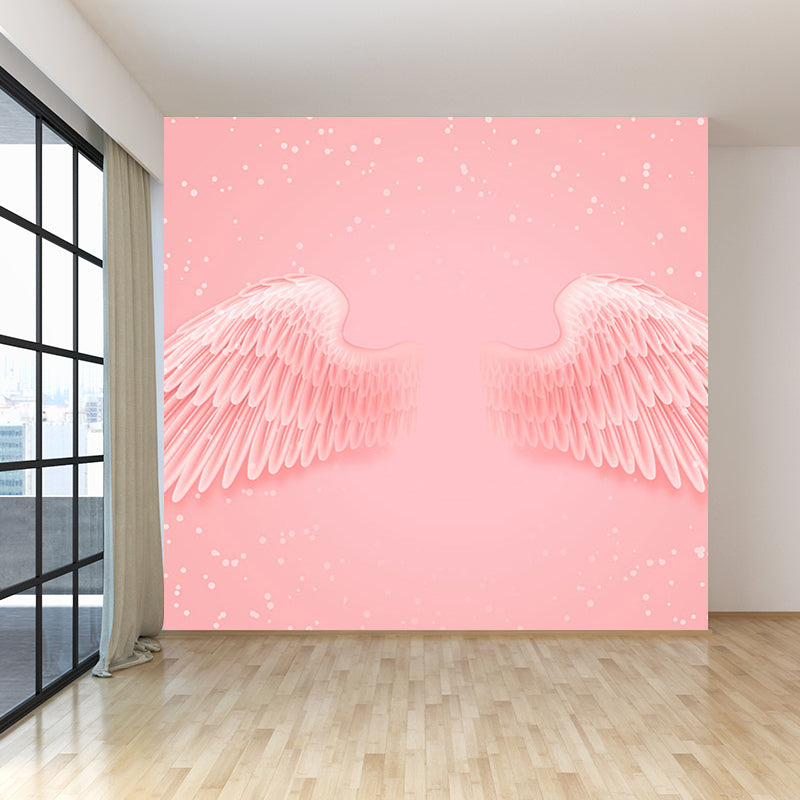 Huge Wing Mural Wallpaper Moisture Resistant Modern Girls Bedroom Wall Art in Pastel Color Clearhalo 'Wall Decor' 'Wall Mural' 1697917