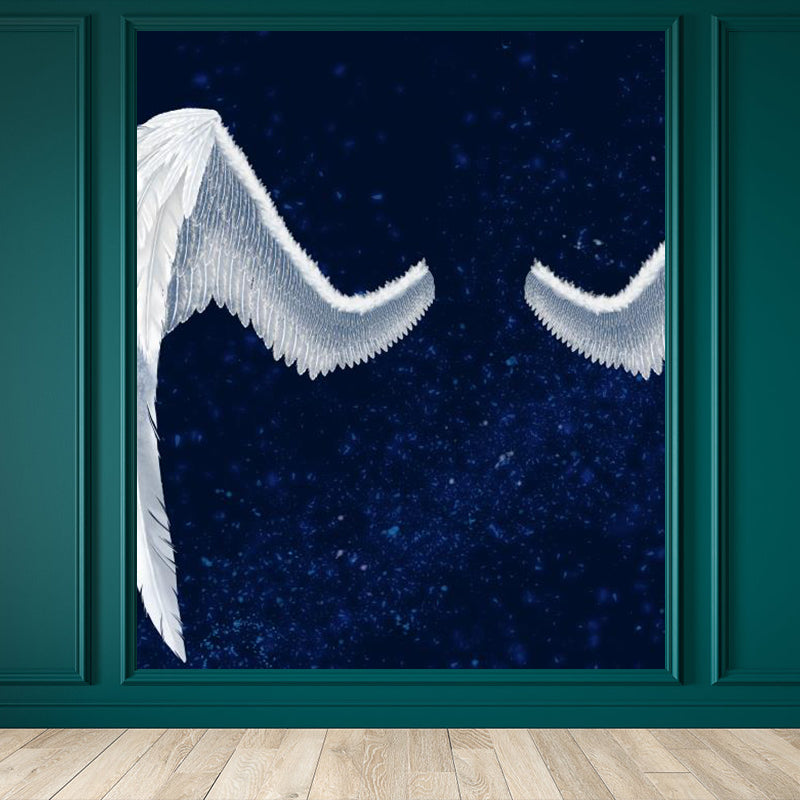 Huge Wing Mural Wallpaper Moisture Resistant Modern Girls Bedroom Wall Art in Pastel Color Black Clearhalo 'Wall Decor' 'Wall Mural' 1697925