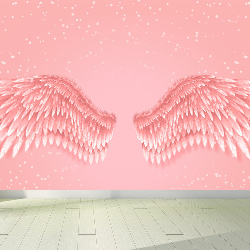 Huge Wing Mural Wallpaper Moisture Resistant Modern Girls Bedroom Wall Art in Pastel Color Clearhalo 'Wall Decor' 'Wall Mural' 1697932