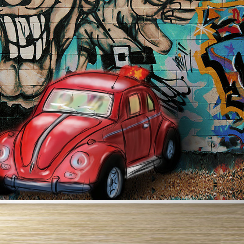 Cool Street Graffiti Wallpaper Mural Boys Bedroom Abstract Pattern Wall Covering, Custom Made Clearhalo 'Wall Decor' 'Wall Mural' 1697937