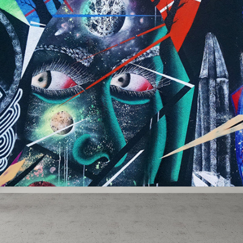 Cool Street Graffiti Wallpaper Mural Boys Bedroom Abstract Pattern Wall Covering, Custom Made Clearhalo 'Wall Decor' 'Wall Mural' 1697942