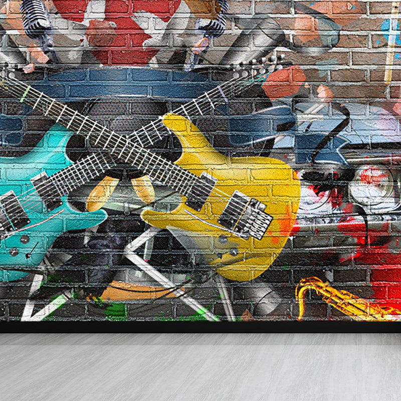 Cool Street Graffiti Wallpaper Mural Boys Bedroom Abstract Pattern Wall Covering, Custom Made Clearhalo 'Wall Decor' 'Wall Mural' 1697946